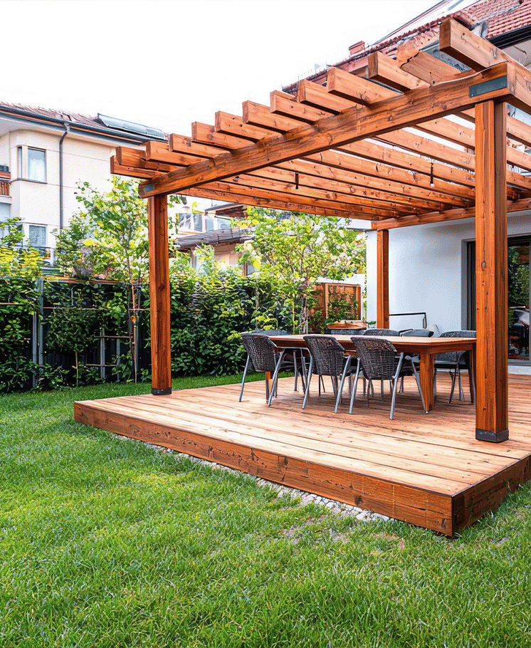 Stained Pergola Residential Home.